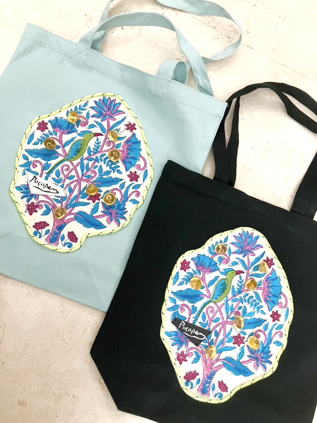 (New)鈴なりの木トートバッグ【水色】