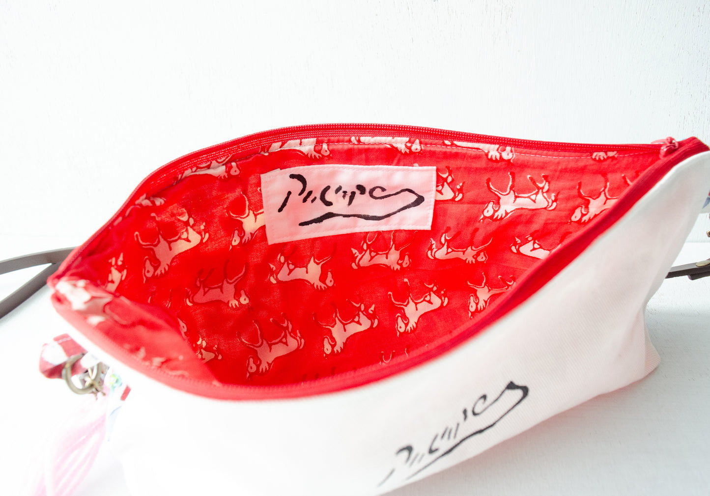 (New)横長ポシェット【赤ボンボン】